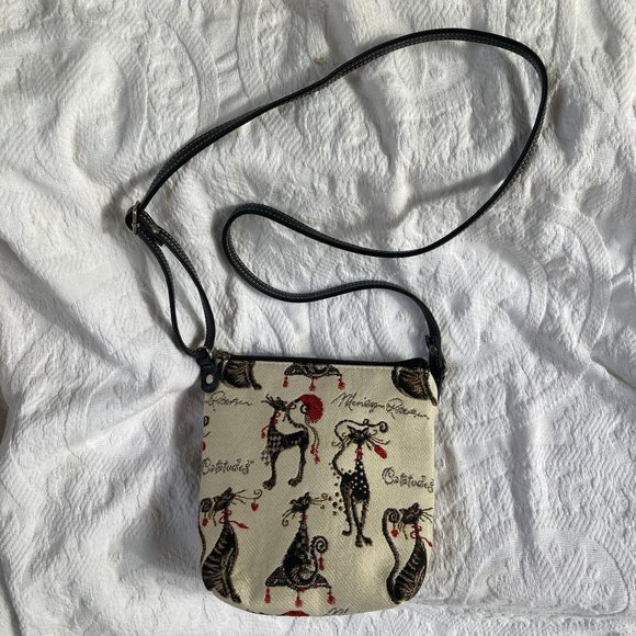 SIGNARE Catitudes FANCY CATS Cat  TAPESTRY CROSSBODY BAG Small - Picture 1 of 5